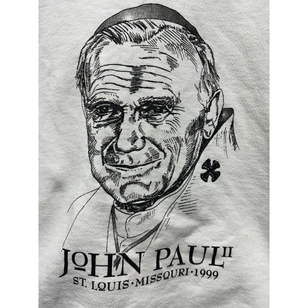 Vintage Roman Catholic Pope John‎ Paul II Sweatshirt Size L  90s Jesus Sweater